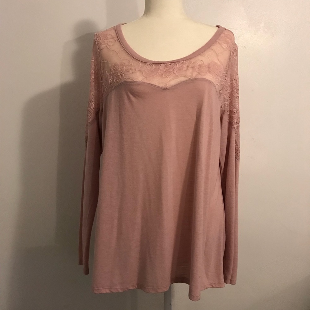 Torrid Pink Lacey Long Sleeves Top
